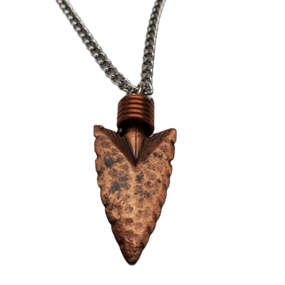 Copper arrow silver necklace 18" Halloween costume necklace *